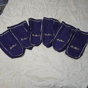 Set of 6 Crown Royal Purple Bag Gold Drawstring Bulk Pack of 6 Crown Royal Bags